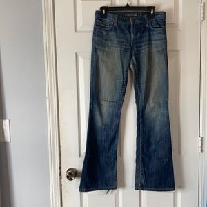 Flawed Joes jeans cotton dark wash boot cut wide leg bell bottoms low rise W 25